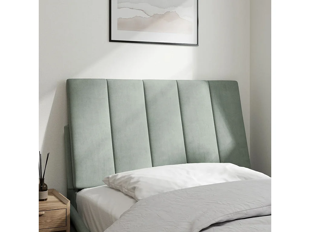 Tête de lit | Coussin de tête de lit | Tête de lit décoratif gris clair 80 cm velours