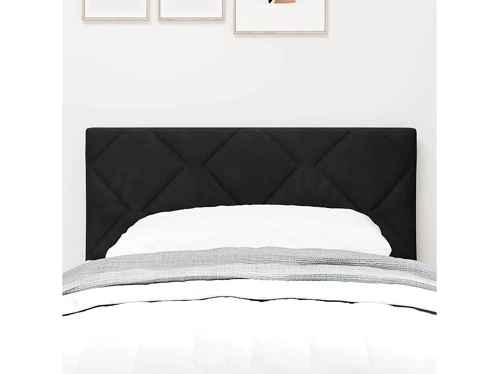Mueble cabecero | Cabecero | Cabezal de cama Montaje en la pared Geométrico Negro 80 cm Terciopelo