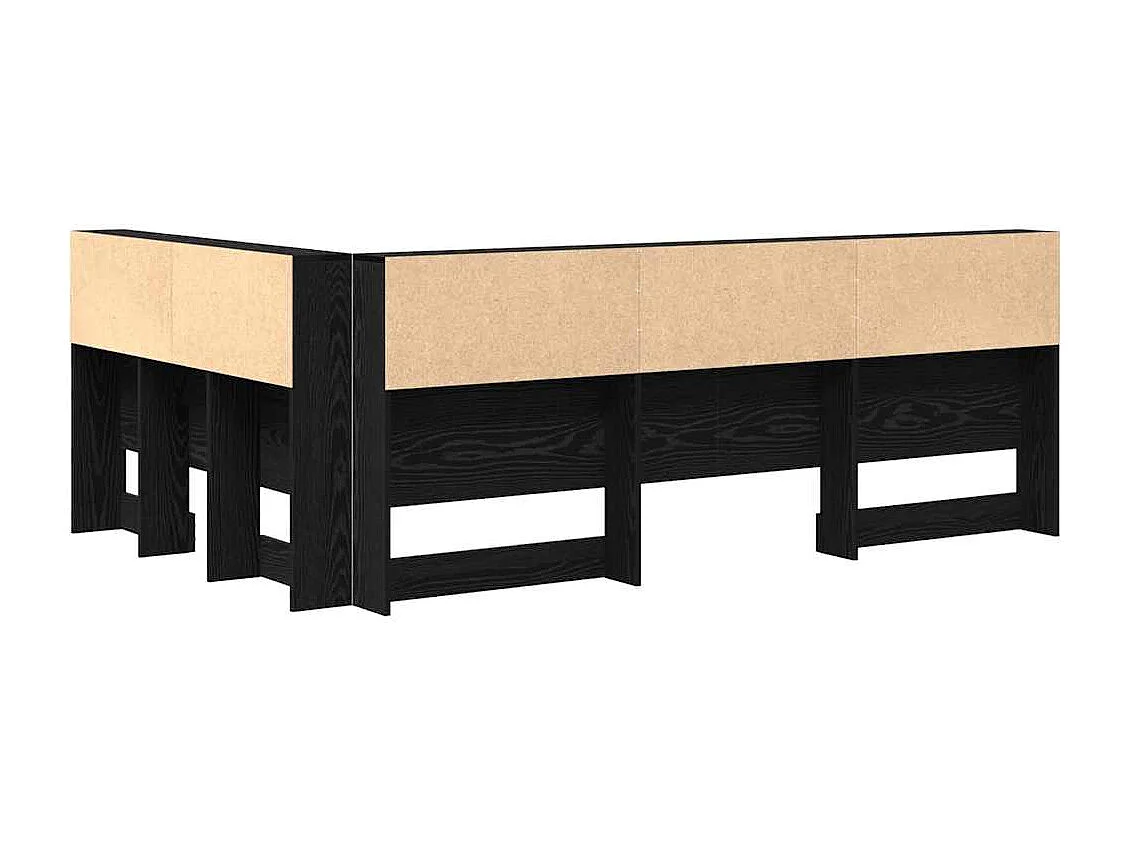 Mueble cabecero con almacenamiento | Cabecera de almacenamiento con estante Roble negro 120 cm