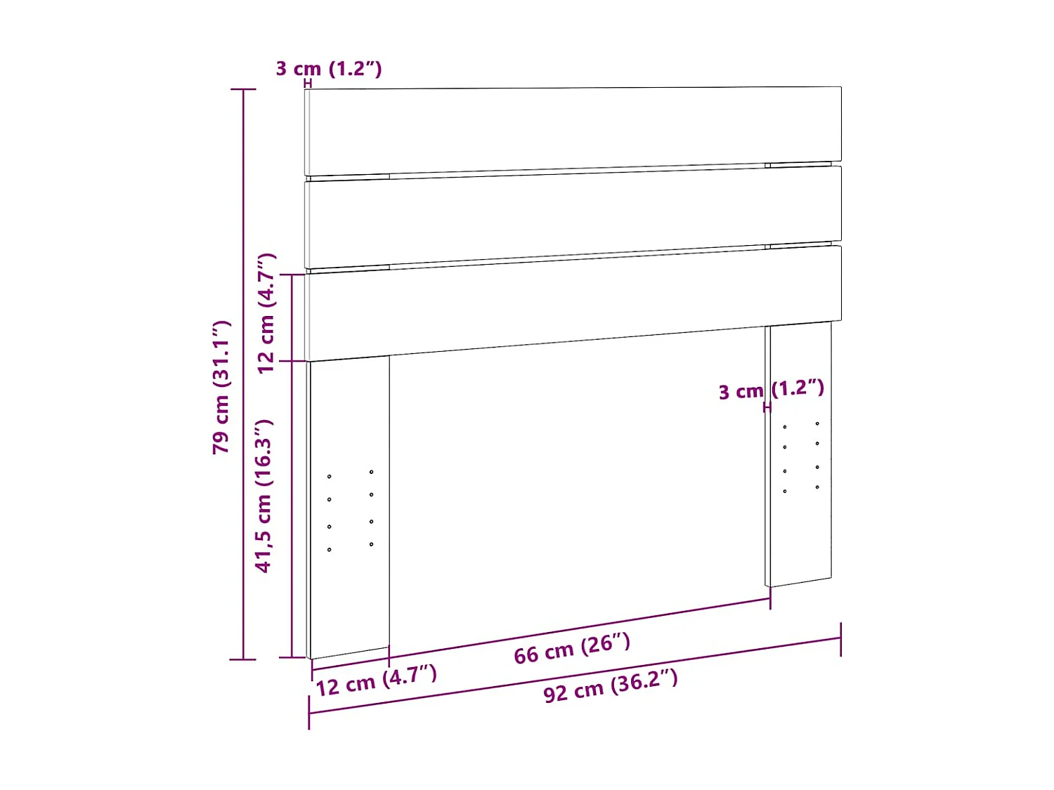 Tête de Lit | Panneau de tête pour lit Moderne 90 cm bois massif de chêne