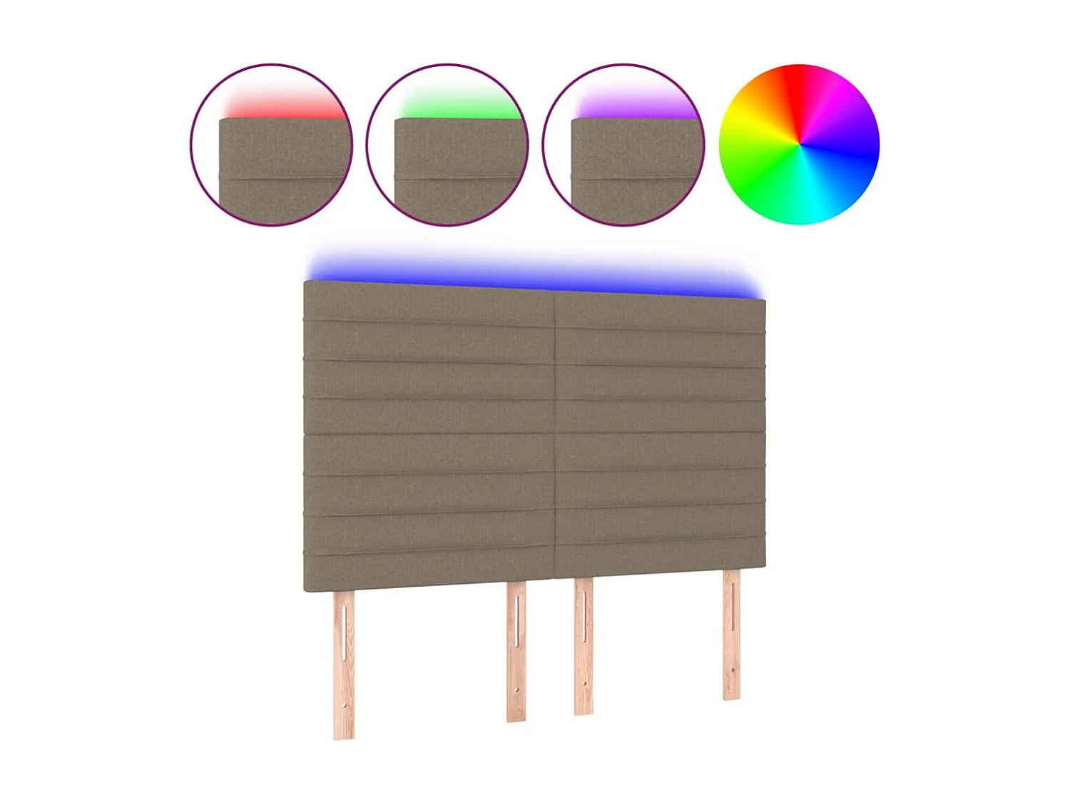 Hoofdbord | Hoofdeinde LED 144x5x118/128 cm stof taupe