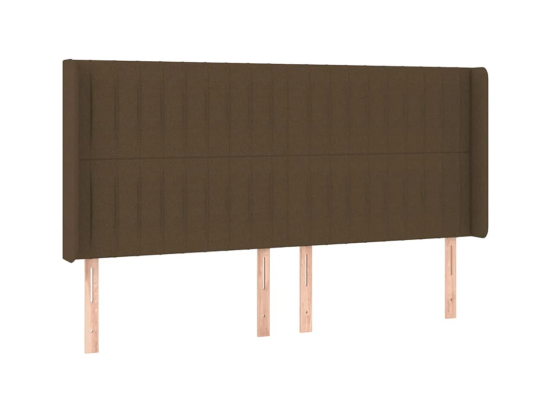 Mueble cabecero | Cabezal de cama | Cabecero con LED de tela marrón oscuro 163x16x118/128 cm