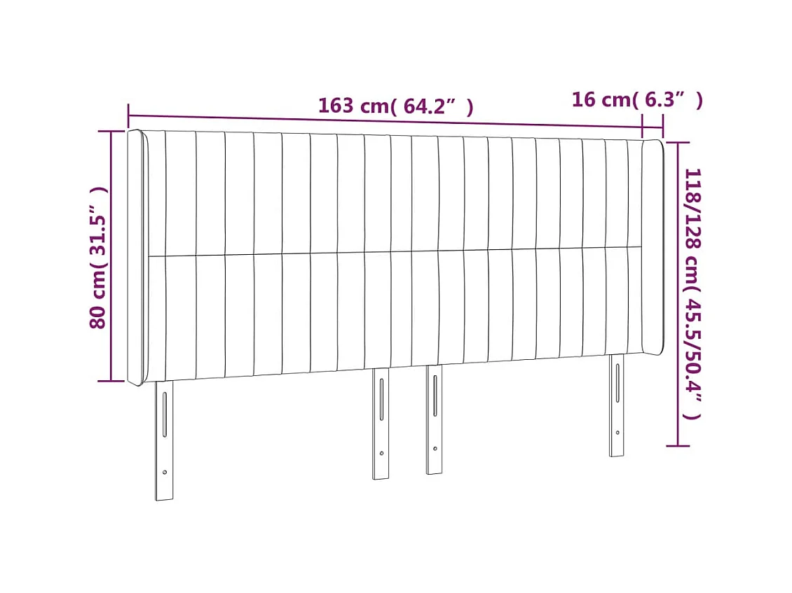 Mueble cabecero | Cabezal de cama | Cabecero con LED de tela marrón oscuro 163x16x118/128 cm