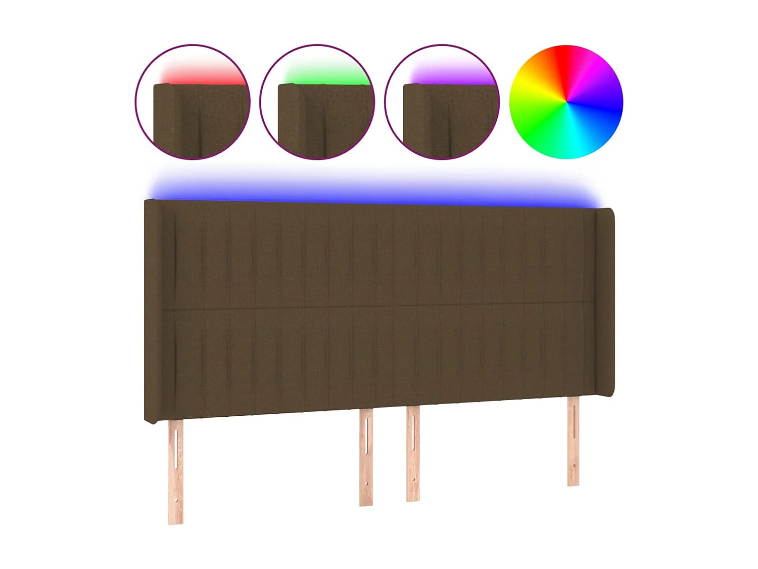 Hoofdbord | Hoofdeinde LED 163x16x118/128 cm stof donkerbruin