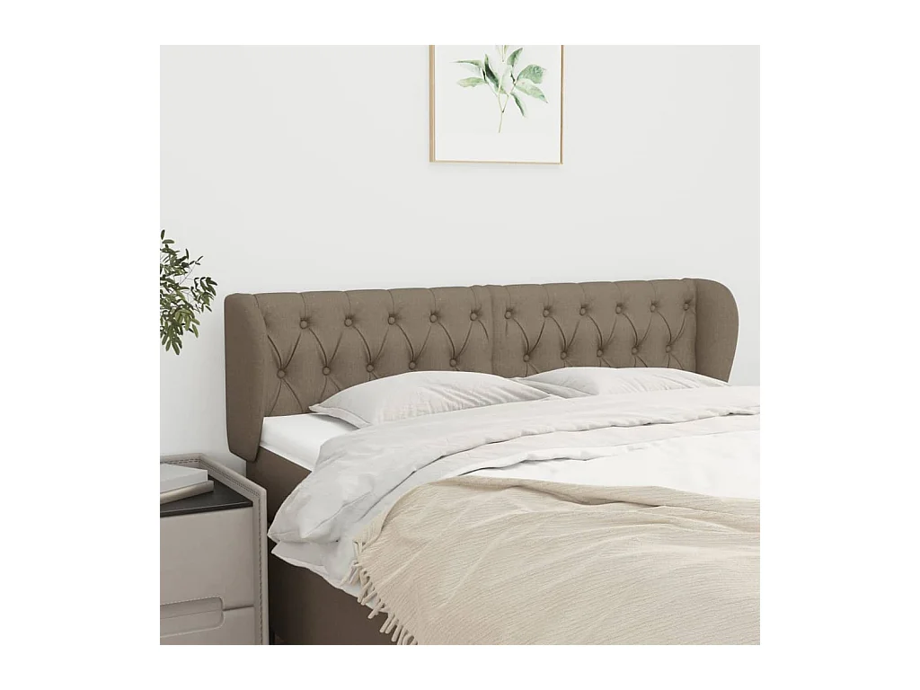 Mueble cabecero | Cabezal de cama | Cabecero de tela gris taupe 147x23x78/88 cm