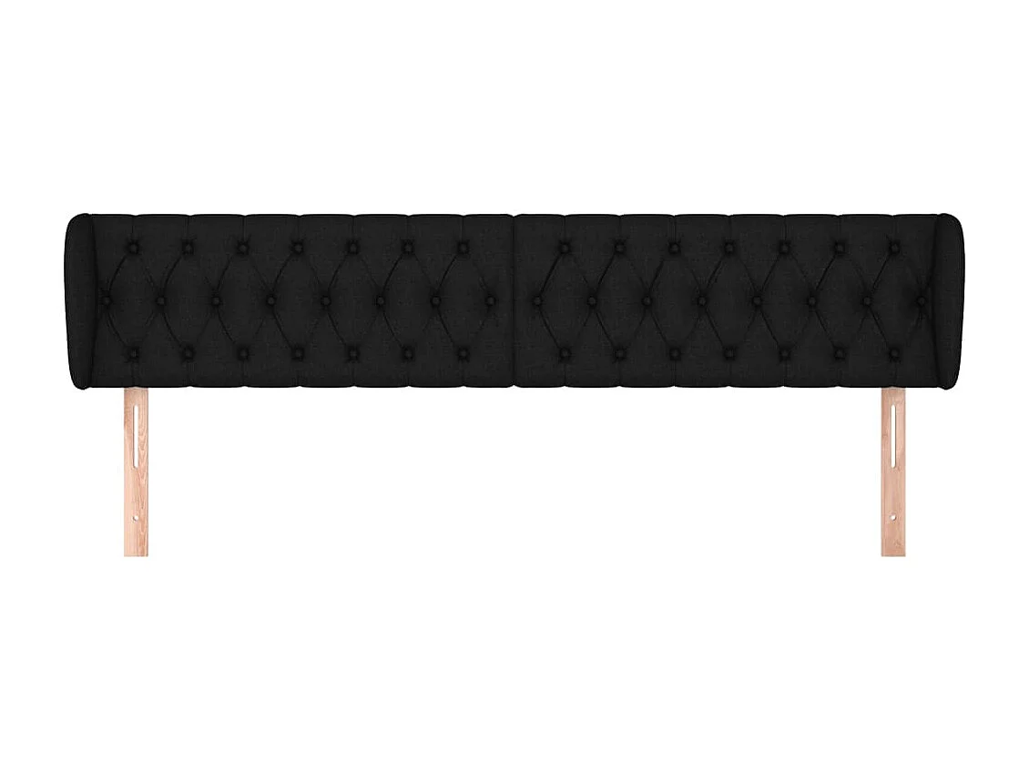 Tête de Lit | Panneau de tête pour lit Moderne avec oreilles Noir 203x23x78/88 cm Tissu