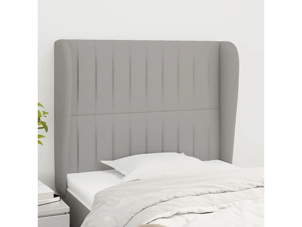 Tête de Lit | Panneau de tête pour lit Moderne avec oreilles Gris clair 83x23x118/128 cm Tissu
