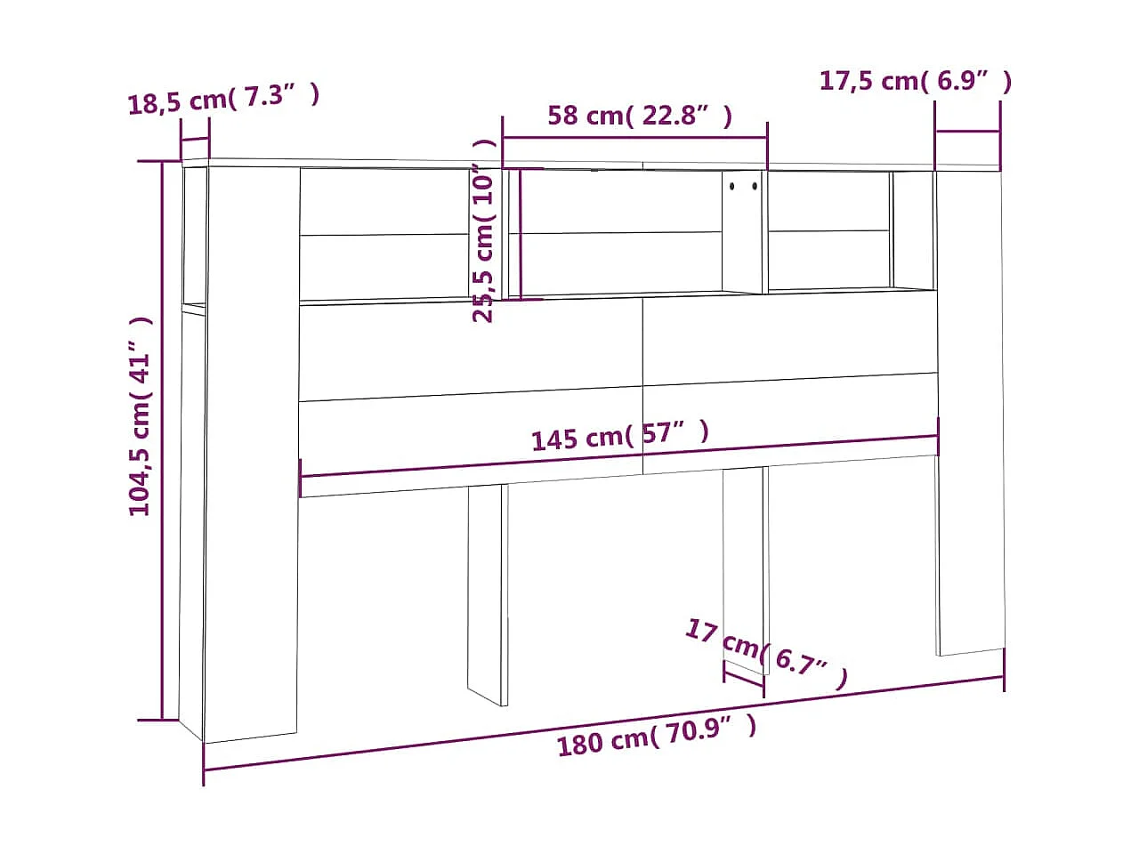 Tête de Lit avec rangement | Armoire de tête de lit Chêne marron 180x18,5x104,5 cm