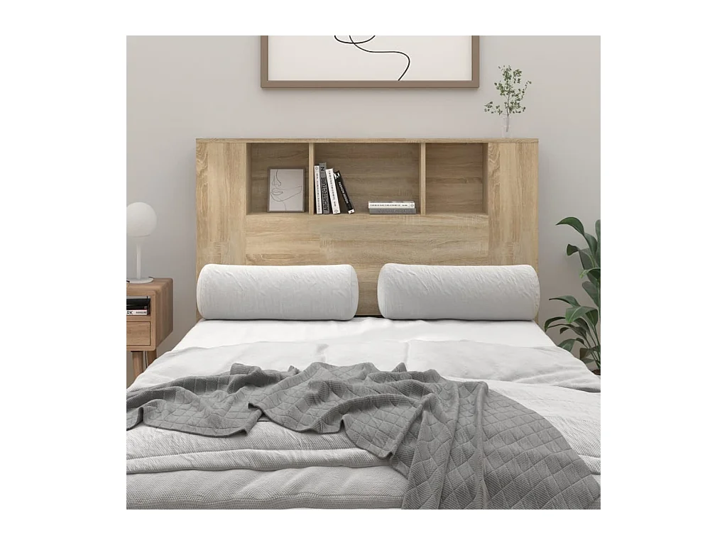 Tête de Lit avec rangement | Armoire de tête de lit chêne sonoma 120x18,5x102,5 cm