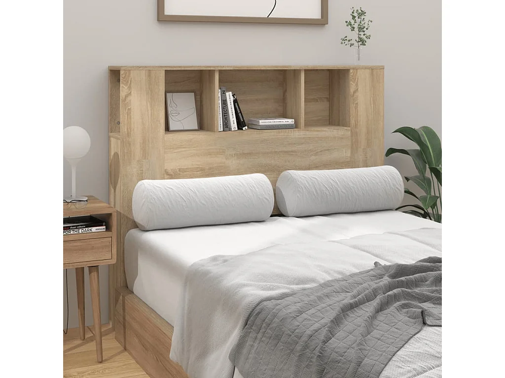 Tête de Lit avec rangement | Armoire de tête de lit chêne sonoma 120x18,5x102,5 cm
