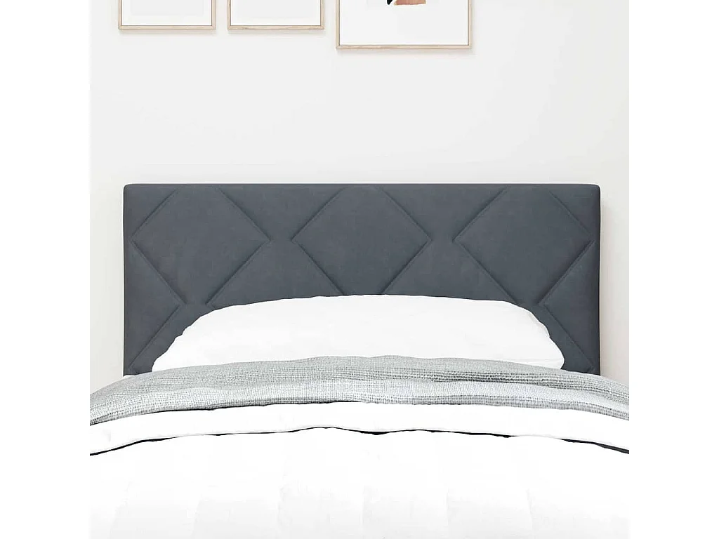 Tête de Lit | Panneau de tête pour lit Moderne LED Geometric Manuel Gris foncé 80 cm Velours