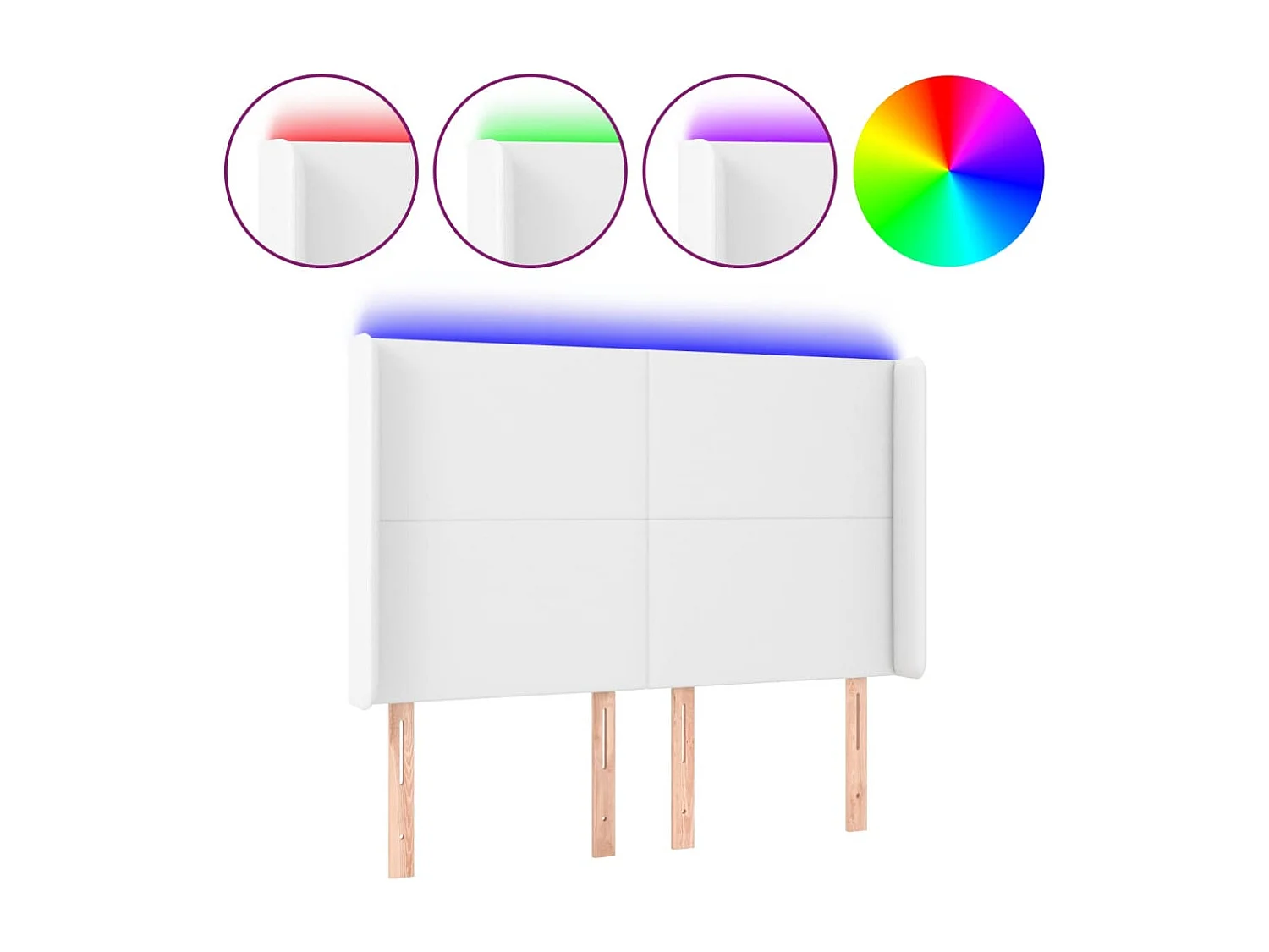 Hoofdbord | Hoofdeinde LED 147x16x118/128 cm kunstleer wit