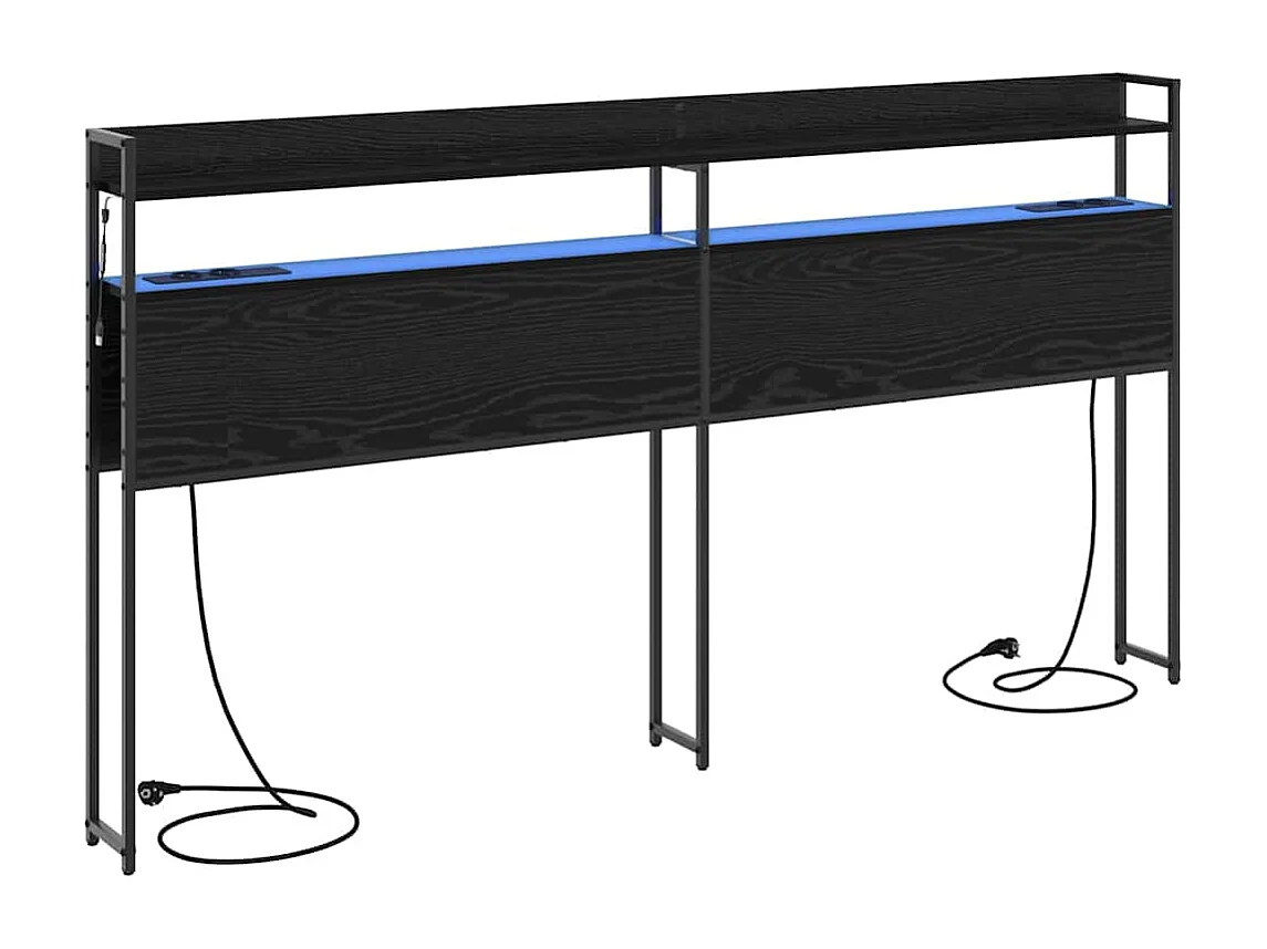 Cabecero | Cabezal de Cama | Mueble cabecero con estante Roble negro 180 cm Madera contrachapada