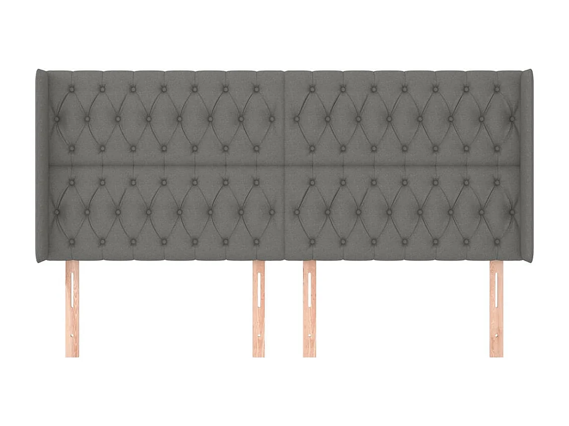 Cabecero | Cabezal de Cama | Mueble cabecero con orejas de tela gris oscuro 183x16x118/128 cm