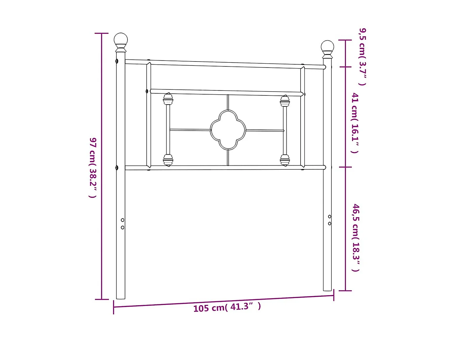 Tête de Lit | Panneau de tête pour lit Moderne métal blanc 100 cm