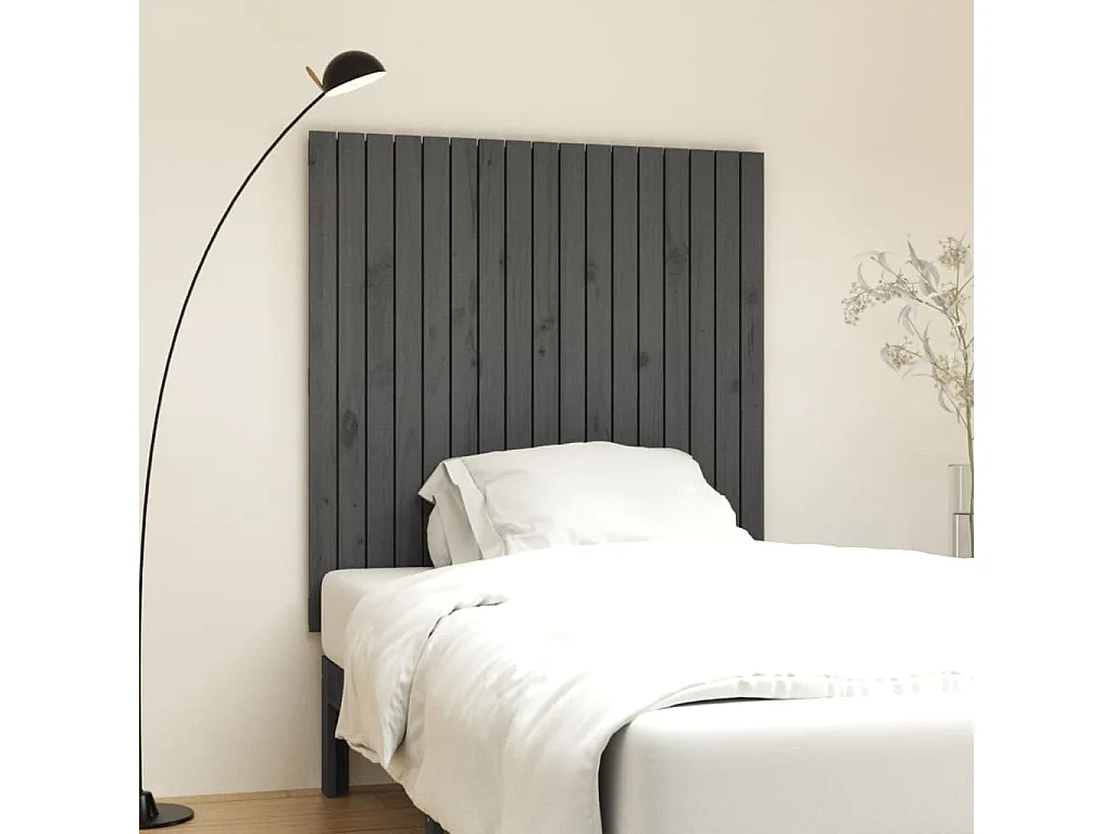 Tête de lit murale | Panneau de tête pour lit Moderne  Gris 108x3x110 cm Bois massif de pin