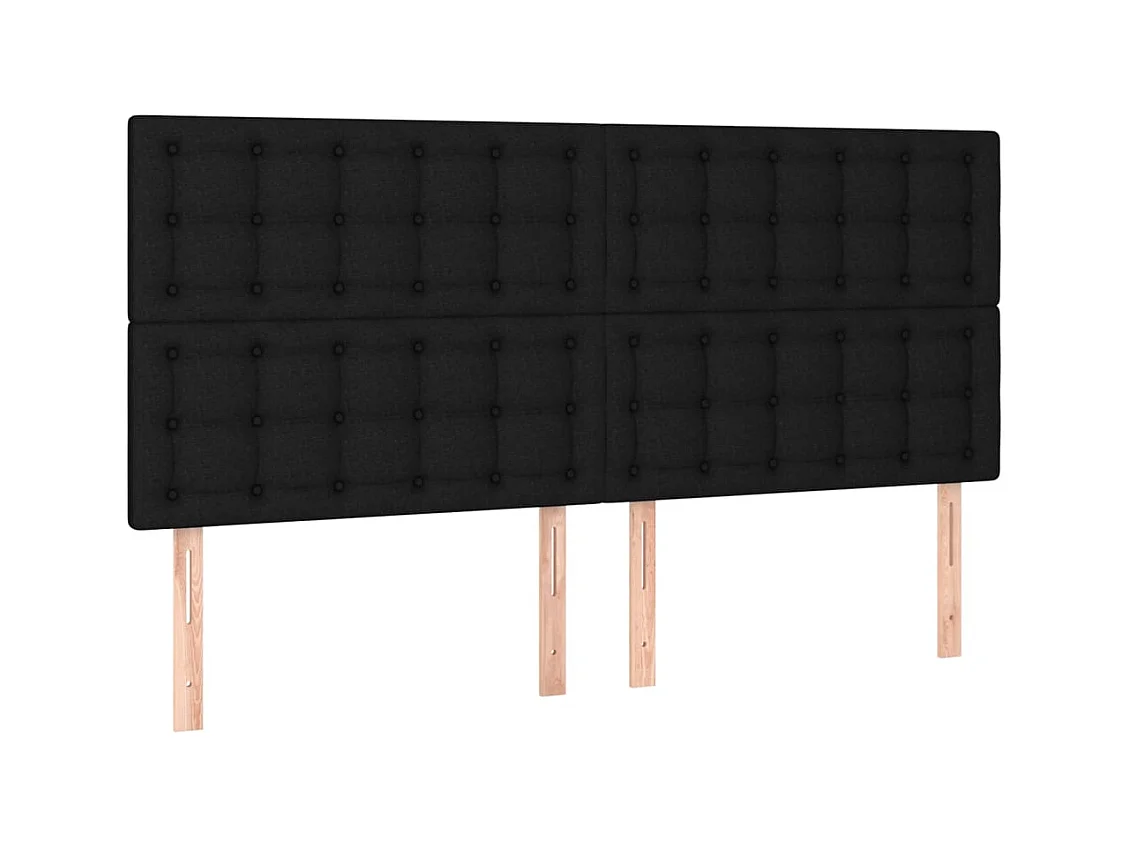 Tête de Lit | Panneau de tête pour lit Moderne à LED Noir 200x5x118/128 cm Tissu