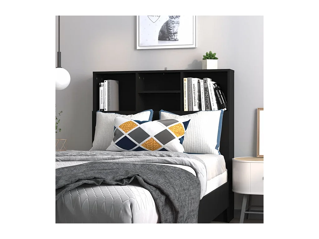 Cabecero de Cama | Cabezal de Cama | Mueble cabecero negro 100x19x103,5 cm