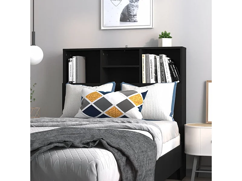 Tête de Lit avec rangement | Armoire de tête de lit Noir 100x19x103,5 cm