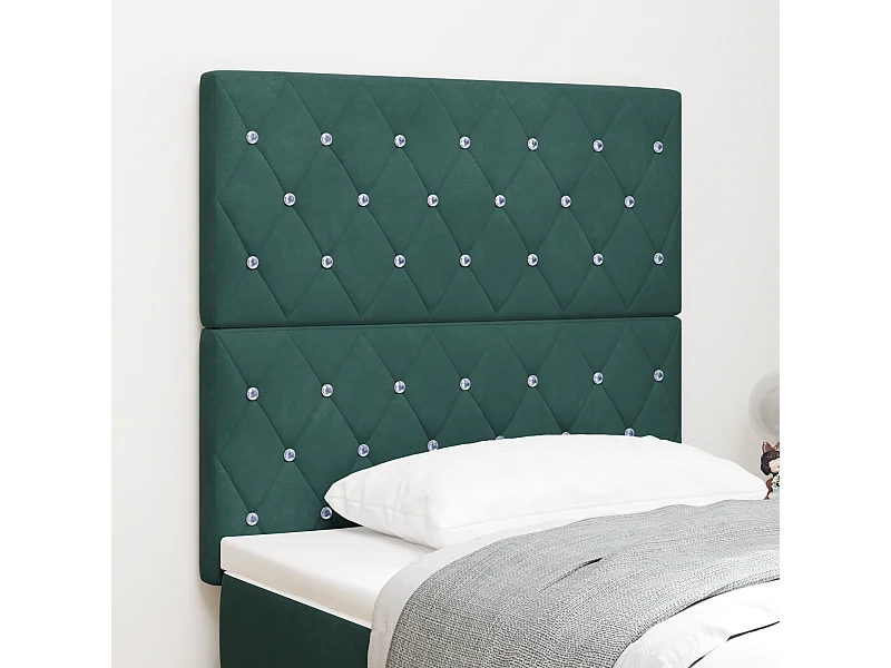 Tête de Lit | Panneau de tête pour lit Moderne LED Argyle Manuel Vert foncé 100 cm Velours