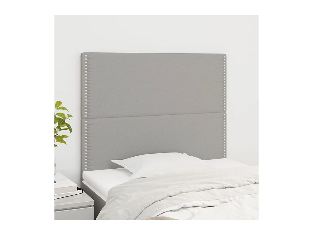 Cabeceros | Cabezal de cama | Mueble de cabecero 2 unidades de tela gris claro 100x5x78/88 cm