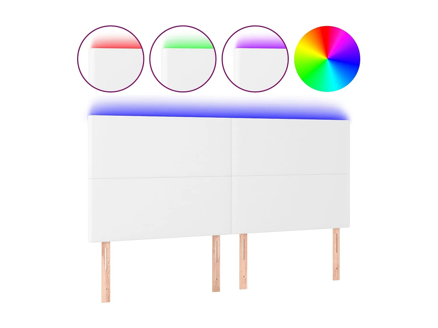 Hoofdbord | Hoofdeinde LED 180x5x118/128 cm kunstleer wit