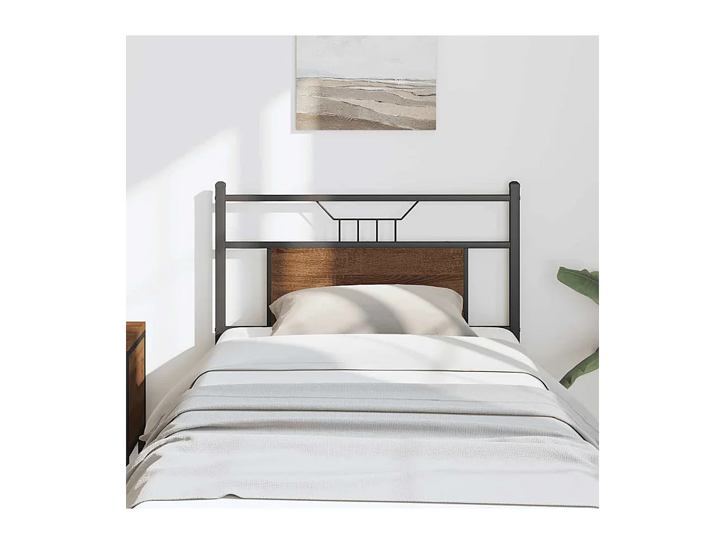 Tête de Lit | Panneau de tête pour lit Moderne chêne marron 90 cm bois d'ingénierie et acier