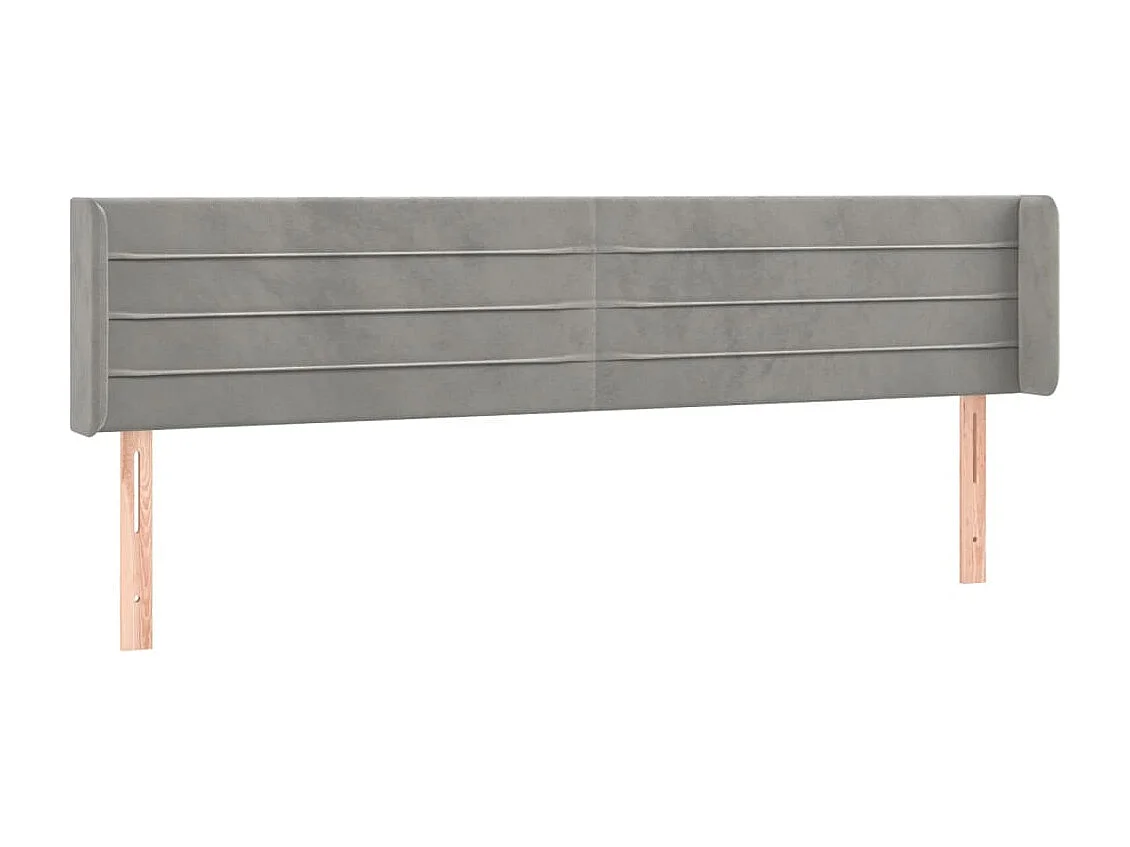 Hoofdbord | Hoofdeinde LED 203x16x78/88 cm fluweel lichtgrijs
