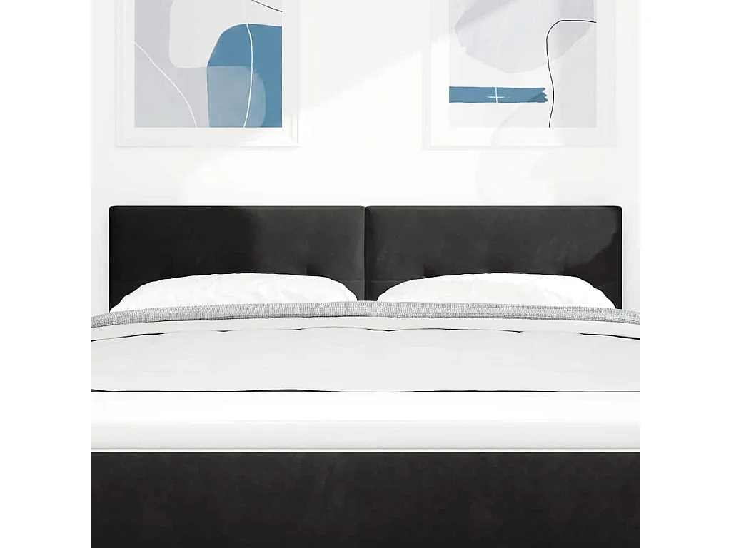 Tête de lit Montage mural | Panneau de tête pour lit Moderne  avec tête de lit Noir 144 cm Velours
