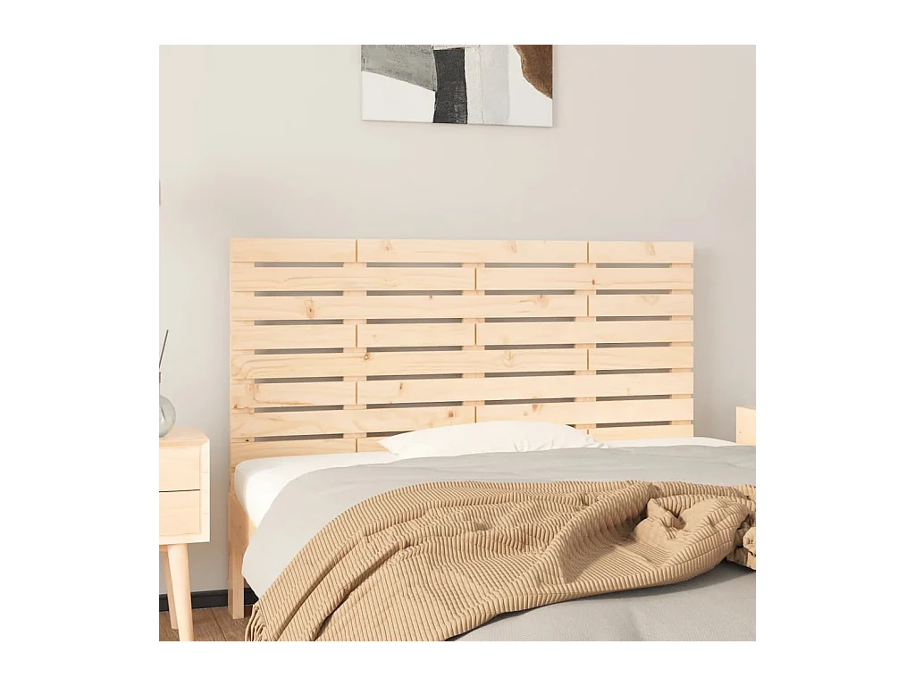 Cabecero de Cama | Cabezal de cama | Mueble de cabecero de pared madera maciza de pino 126x3x63 cm