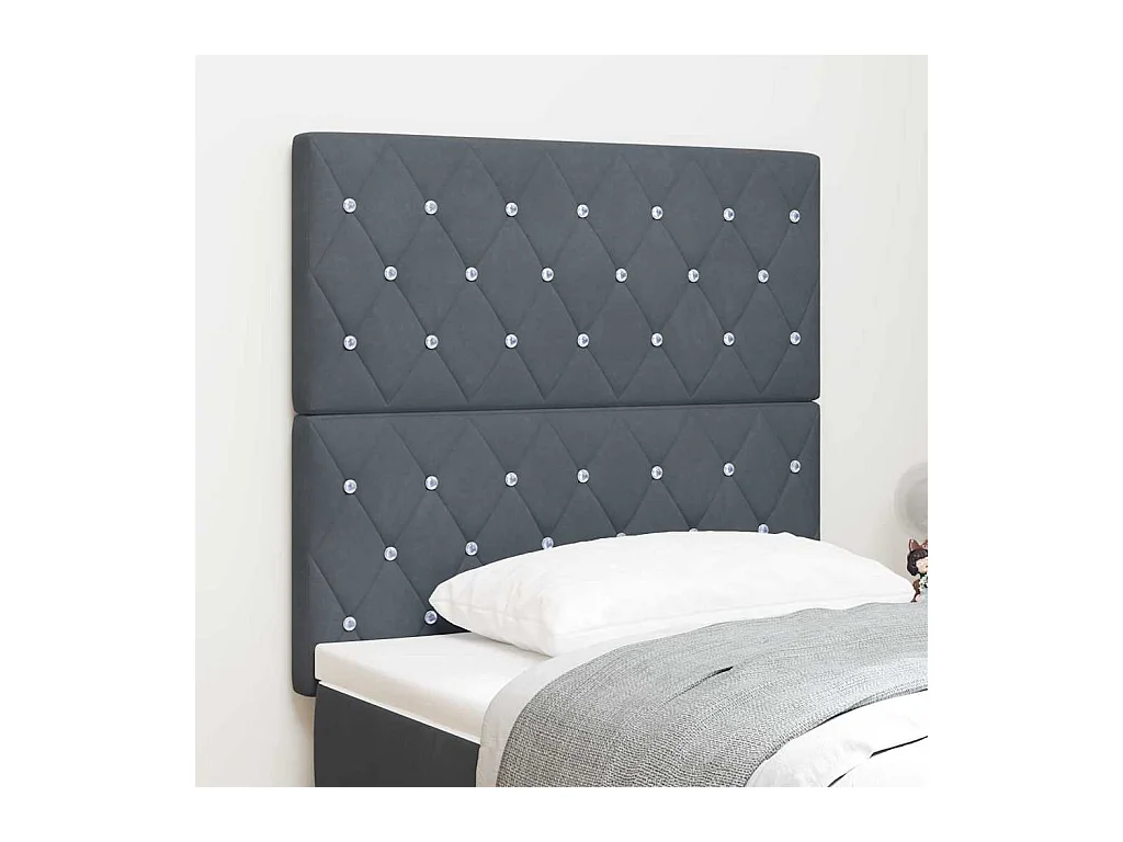 Mueble cabecero | Cabecero | Cabezal de cama LED Argyle con cabecera Gris oscuro 100 cm Terciopelo