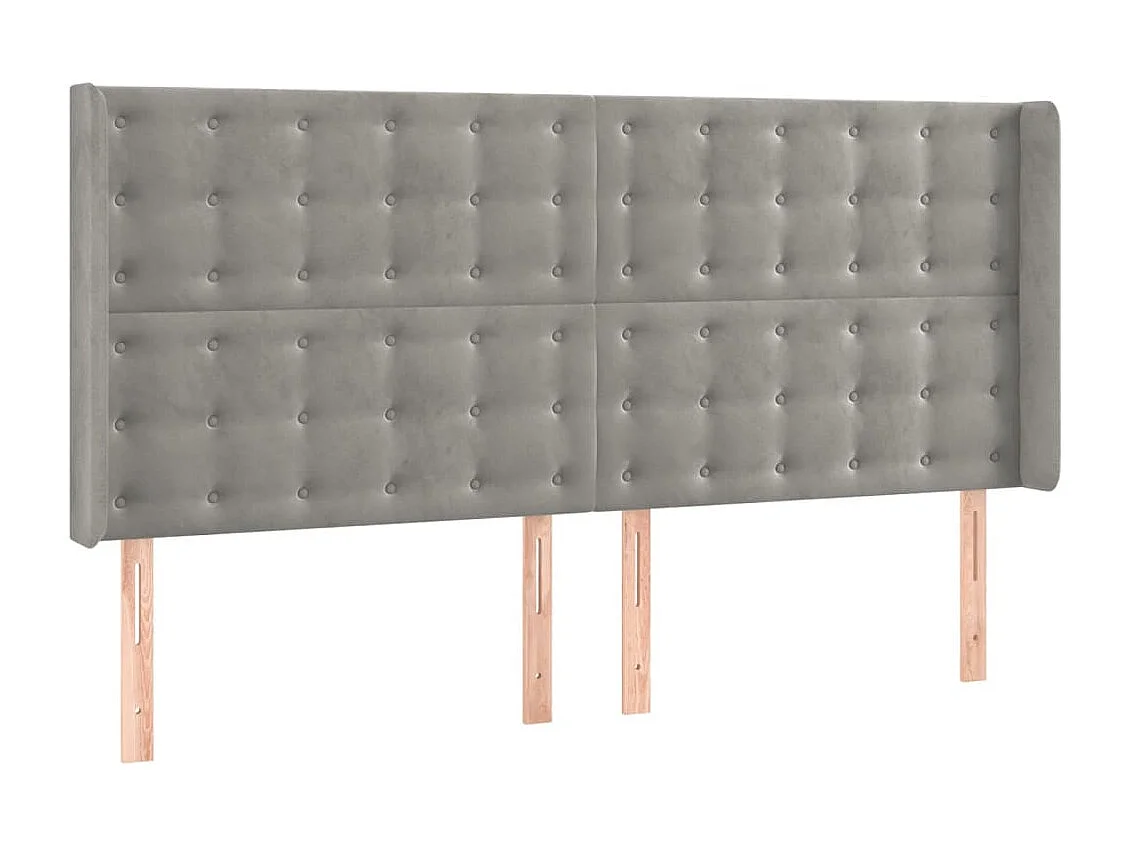 Hoofdbord | Hoofdeinde LED 163x16x118/128 cm fluweel lichtgrijs