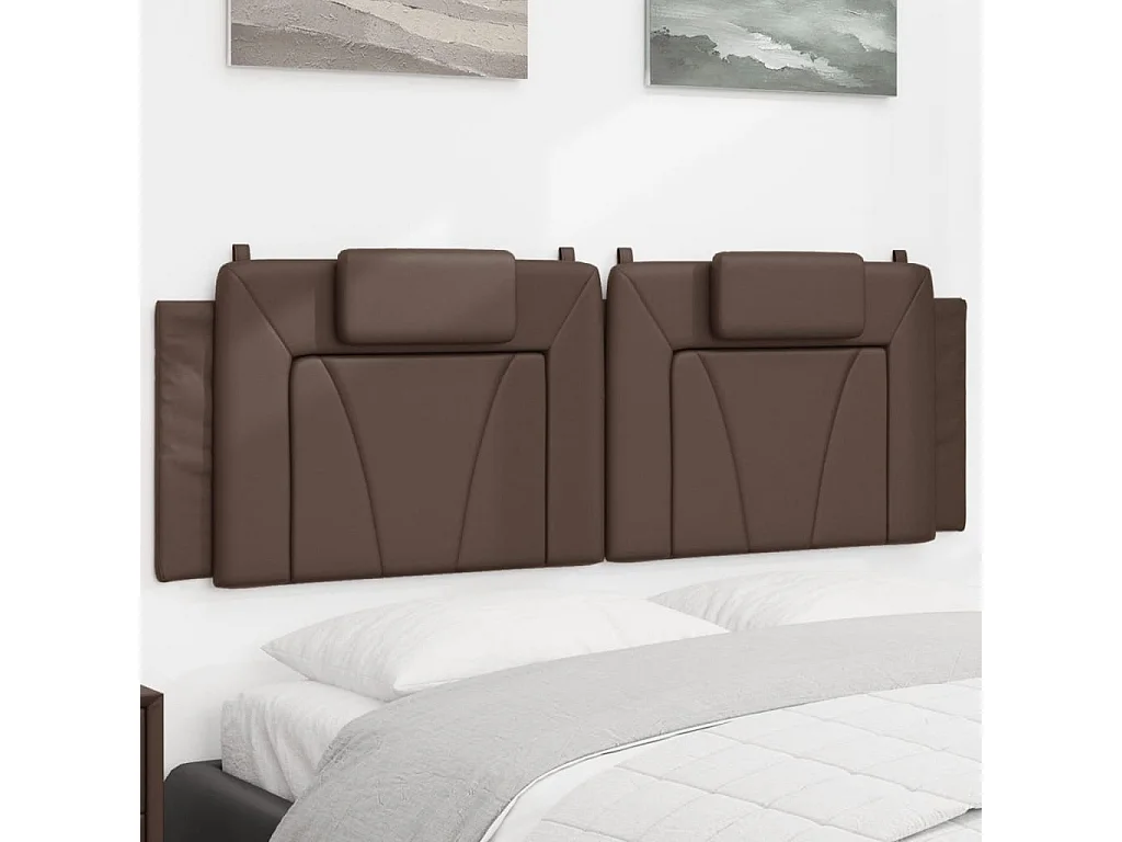 Cabecero de Cama | Cabezal de cama | Mueble de cabecero acolchado Viana cuero sintético marrón 160 cm