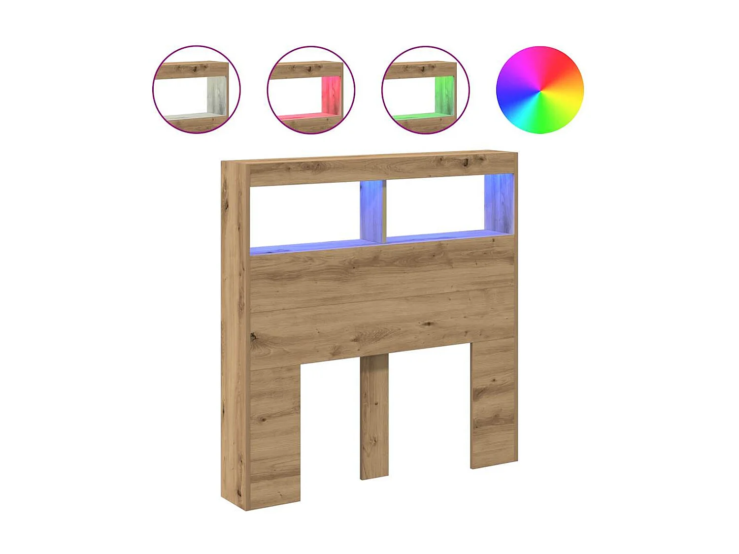 Tête de Lit avec rangement | Armoire de tête de lit avec LED chêne artisanal 100x17x102 cm