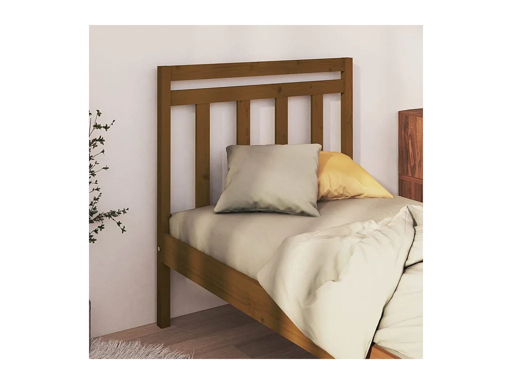 Cabecero de Cama | Cabezal de cama | Mueble de cabecero madera maciza de pino marrón miel 106x4x100 cm