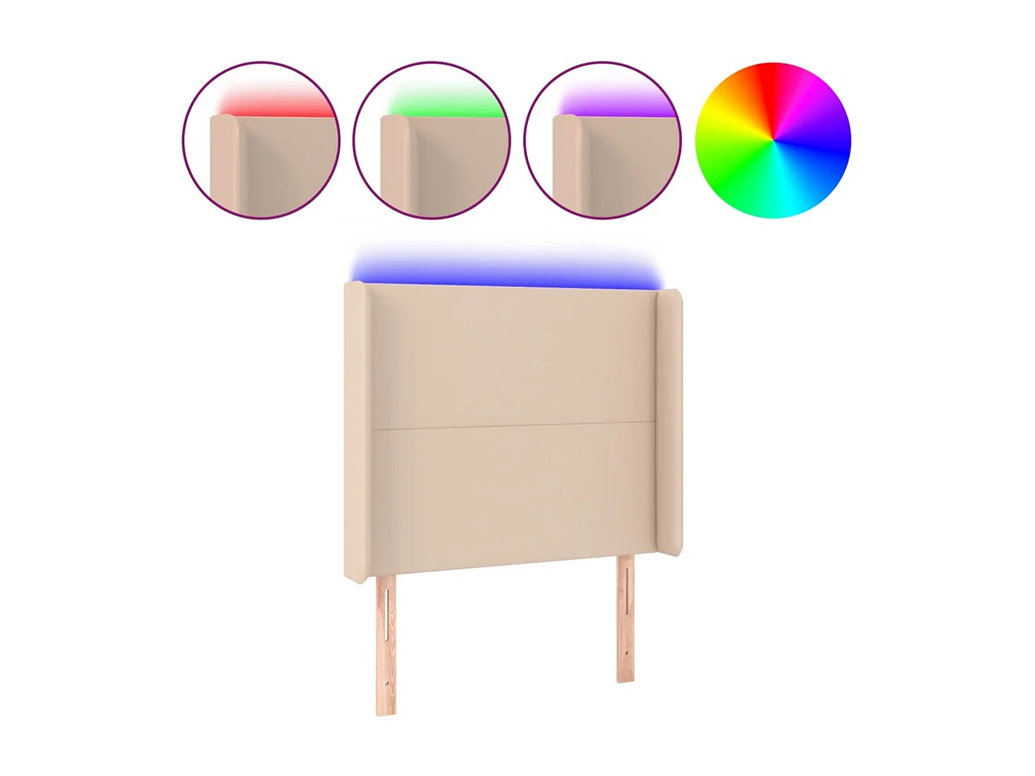 Cabecero | Cabezal de Cama | Mueble cabecero con LED cuero sintético capuchino 93x16x118/128cm