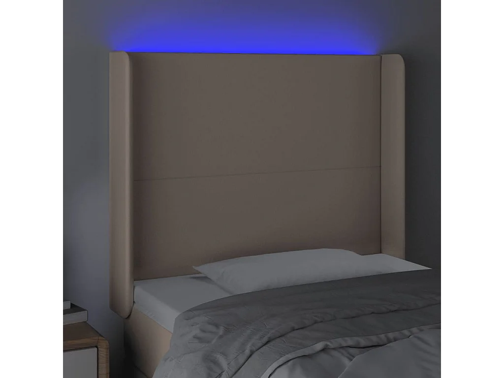 Cabecero | Cabezal de Cama | Mueble cabecero con LED cuero sintético capuchino 93x16x118/128cm