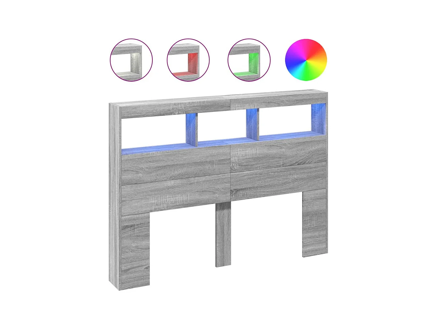 Cabecero de Cama | Cabezal de cama | Mueble de cabecero con luz LED gris Sonoma 140x17x102 cm