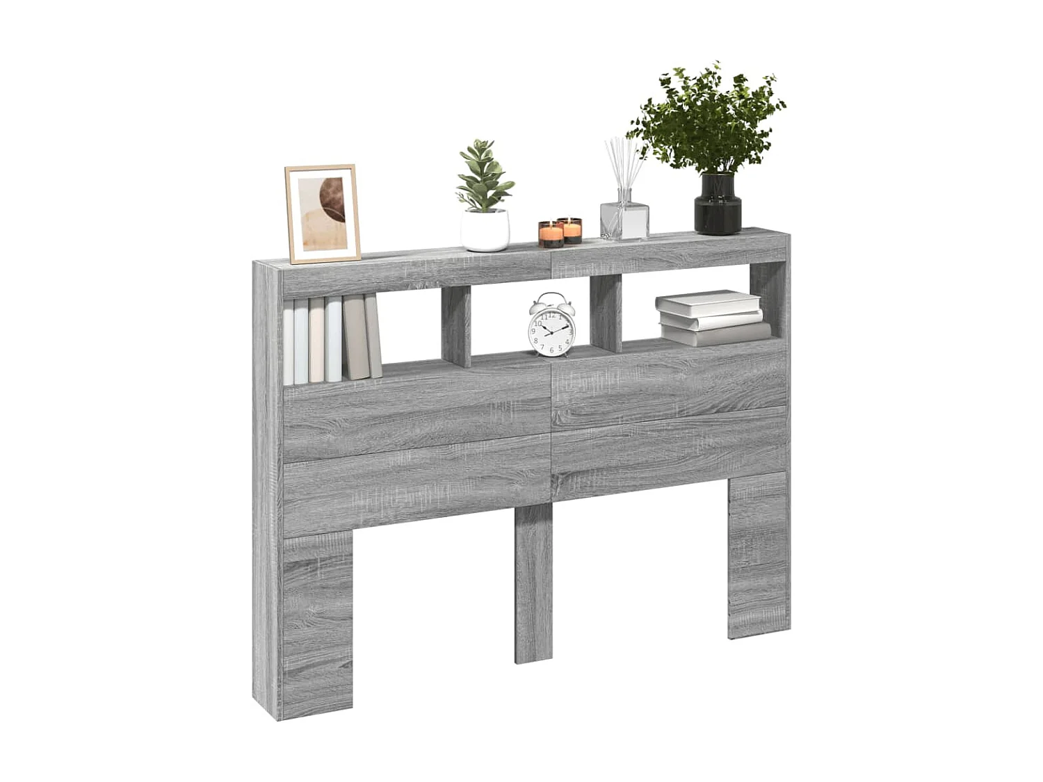 Cabecero de Cama | Cabezal de cama | Mueble de cabecero con luz LED gris Sonoma 140x17x102 cm