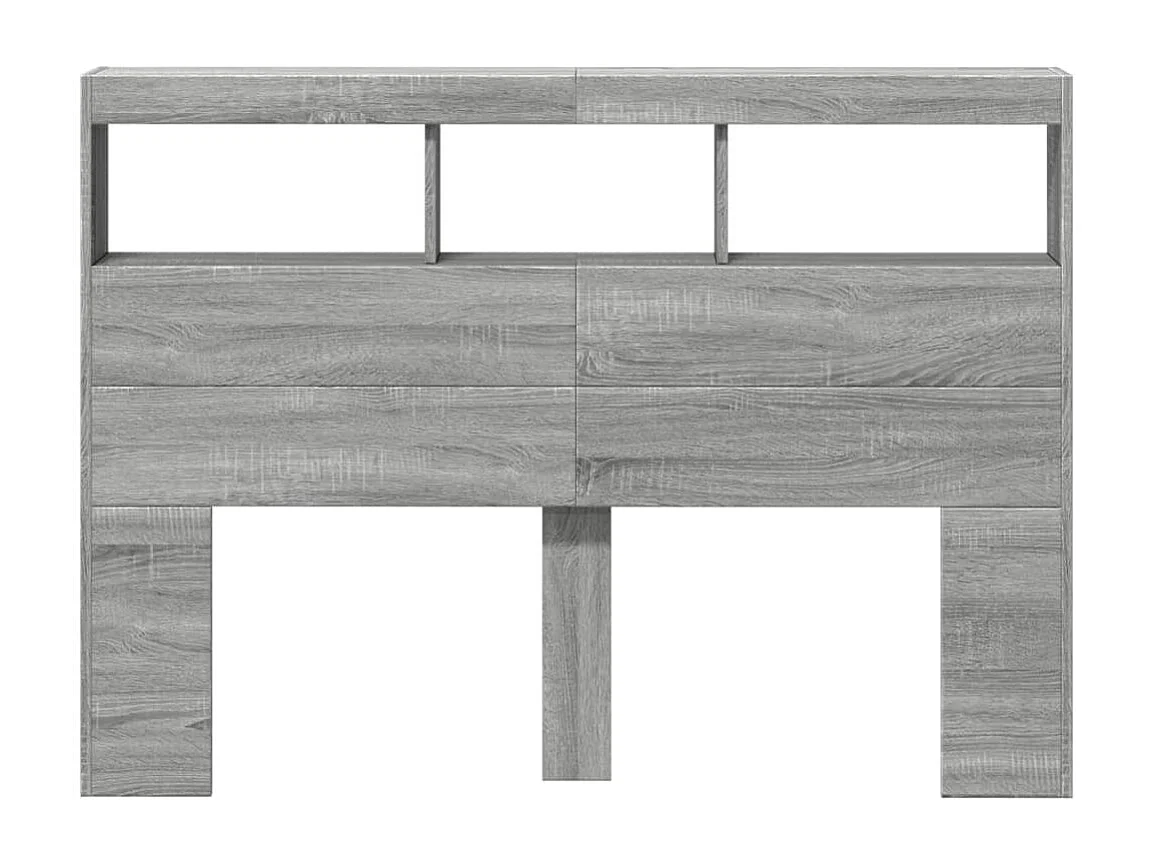 Tête de Lit avec rangement | Armoire de tête de lit avec LED sonoma gris 140x17x102 cm