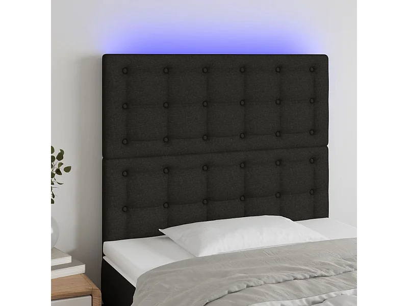 Tête de Lit | Panneau de tête pour lit Moderne à LED Noir 100x5x118/128 cm Tissu