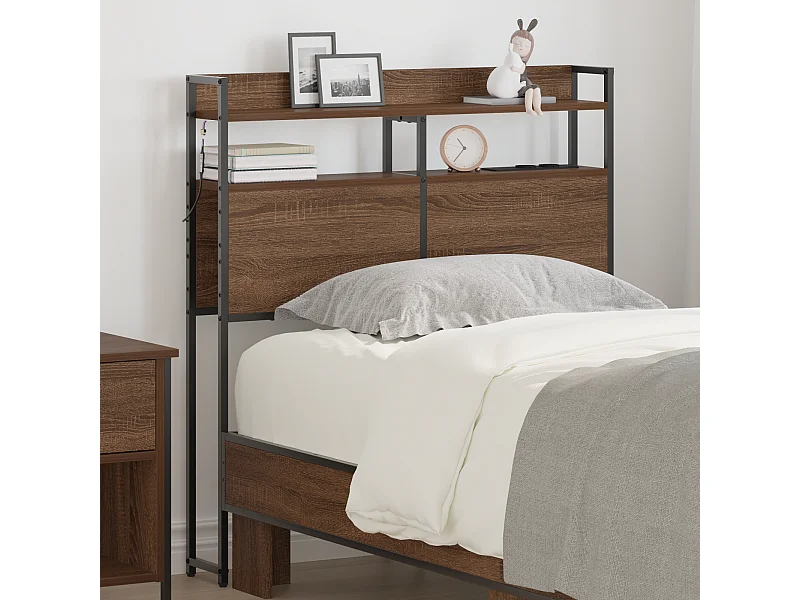 Cabecero | Cabezal de Cama | Mueble cabecero con estante Marrón roble 75 cm Madera contrachapada