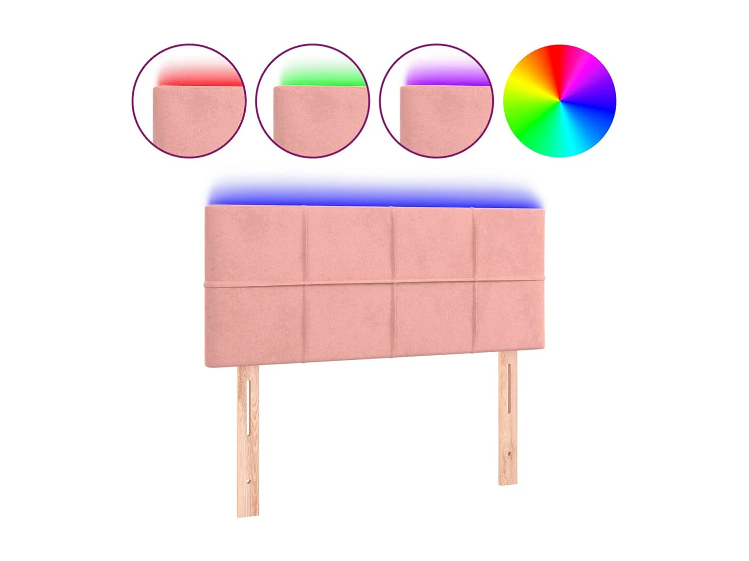 Tête de Lit | Panneau de tête pour lit Moderne à LED Rose 100x5x78/88 cm Velours