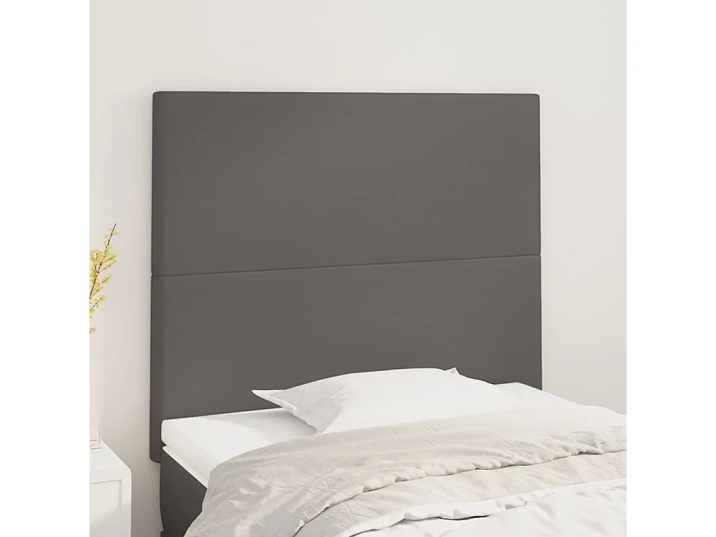 Cabeceros | Cabezal de cama | Mueble de cabecero 2 unidades de cuero sintético gris 80x5x78/88 cm