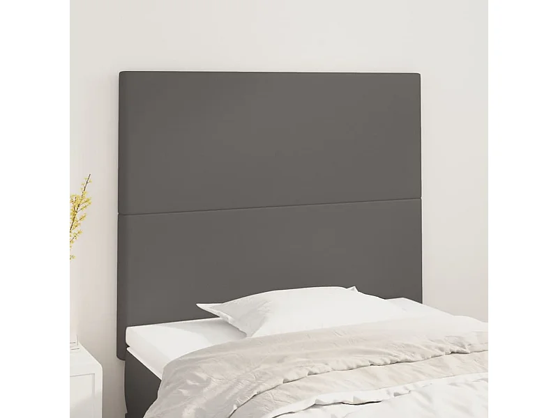 Cabeceros | Cabezal de cama | Mueble de cabecero 2 unidades de cuero sintético gris 80x5x78/88 cm