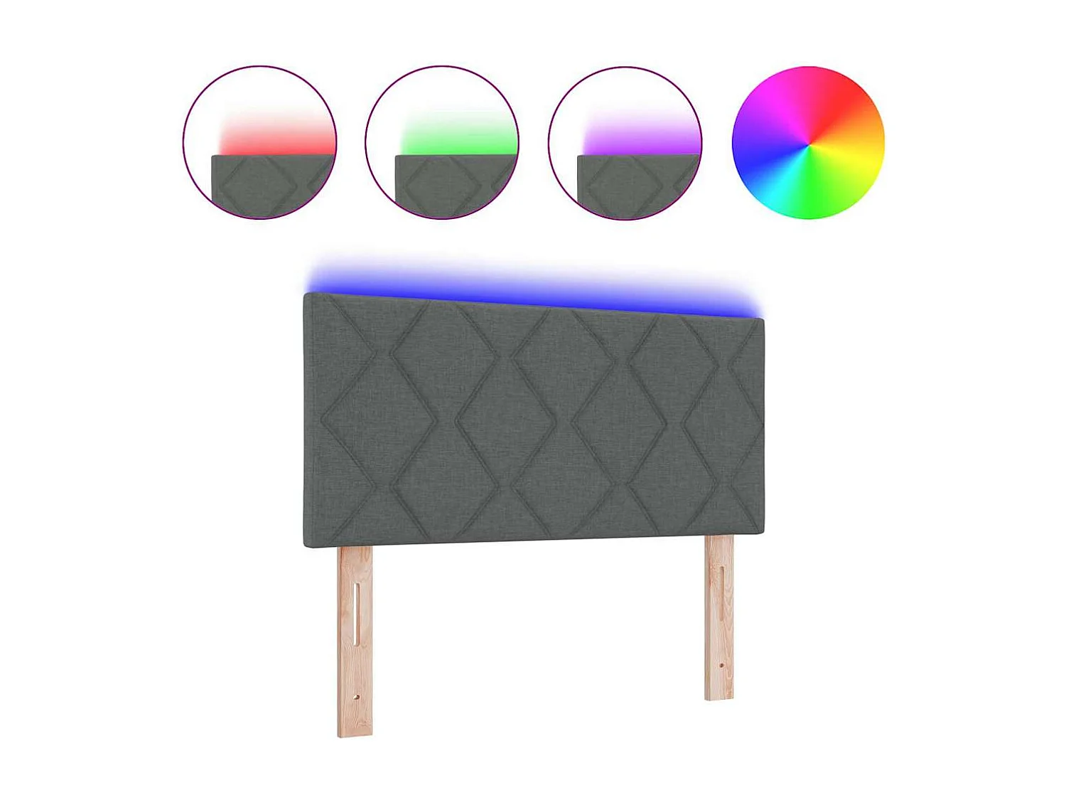 Tête de Lit | Panneau de tête pour lit Moderne avec des lumières à LED Réglable Gris 100 cm tissu