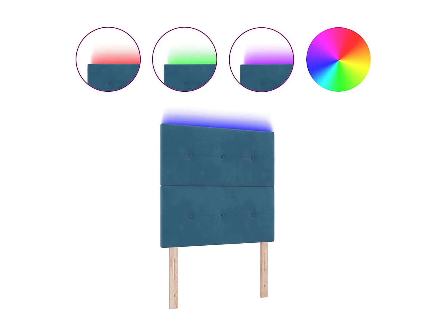 Cabecero | Cabezal de Cama | Mueble cabecero con luces de tiras LED Azul 100 cm Terciopelo