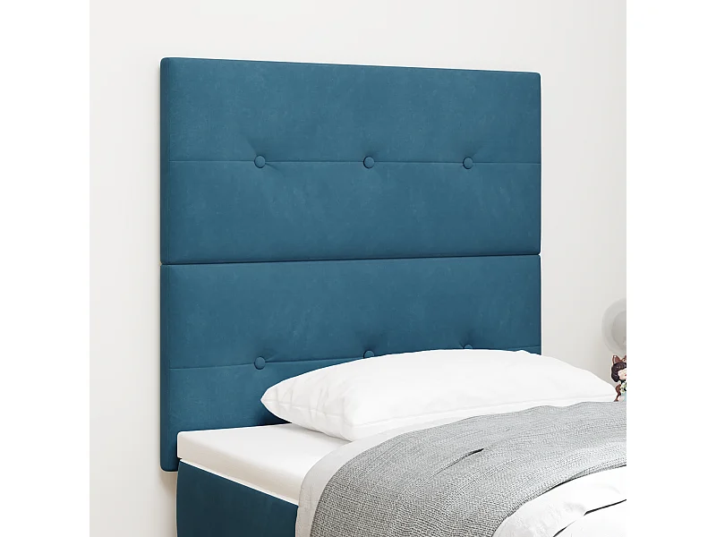 Cabecero | Cabezal de Cama | Mueble cabecero con luces de tiras LED Azul 100 cm Terciopelo