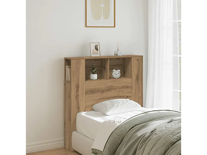 Tête de Lit avec rangement | Armoire de tête de lit chêne artisanal 100x18,5x102,5 cm