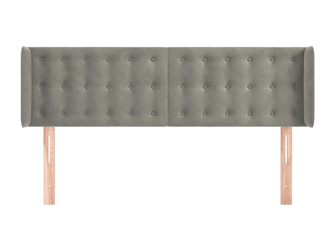 Tête de Lit | Panneau de tête pour lit Moderne avec oreilles Gris clair 147x16x78/88 cm Velours